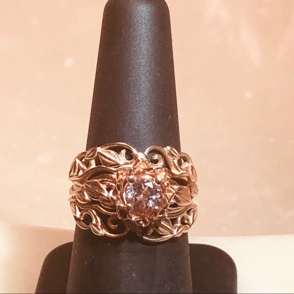 14K Rose Gold 3-Piece Morganite Wedding Set - Picture 9 of 16